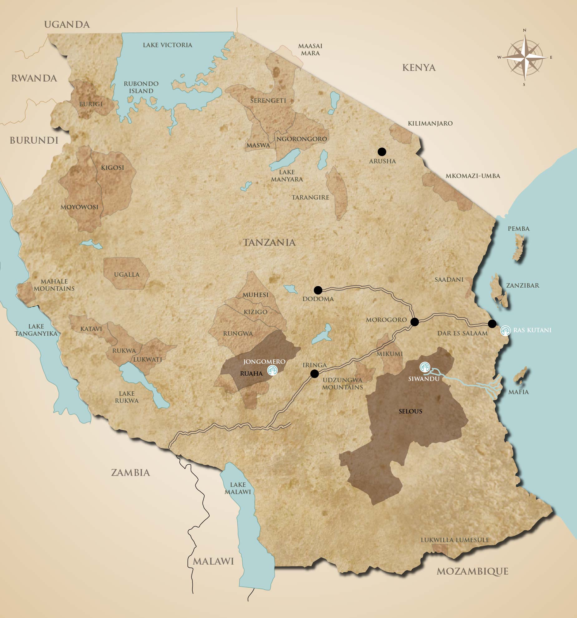 Southern Tanzania Map